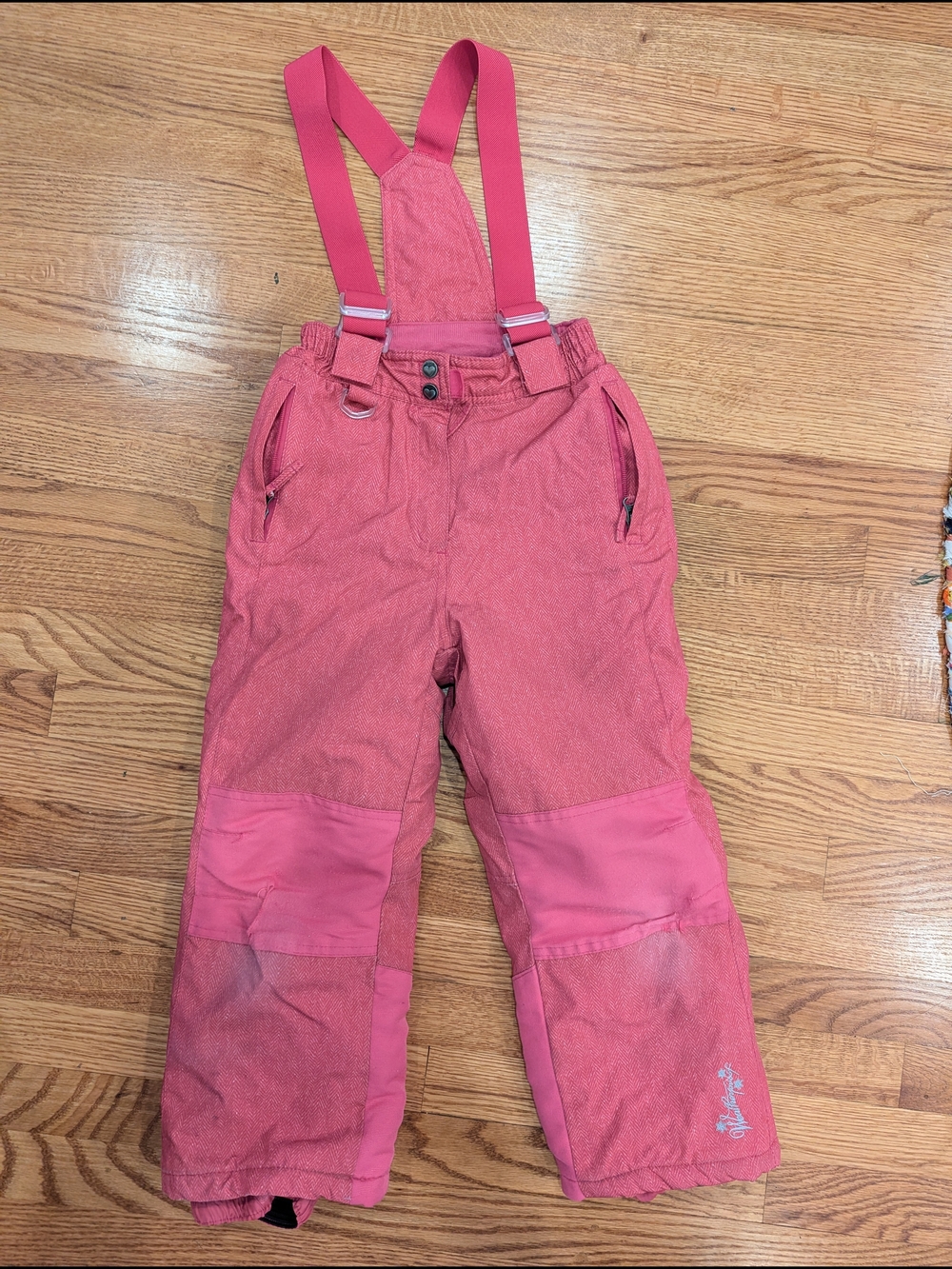 Weatherproof Pink Kids Snow Pants With Removable Overalls And Zip Pockets
